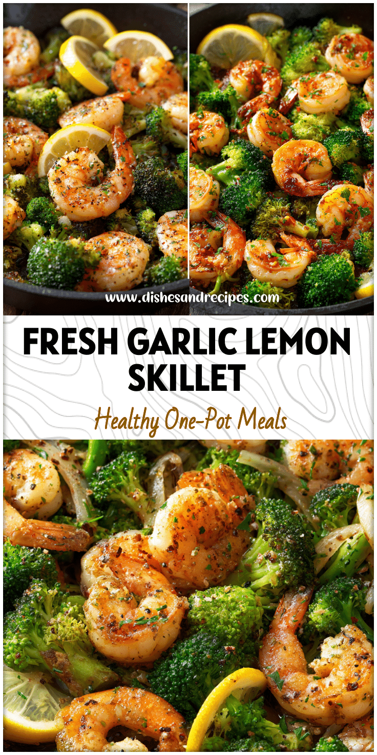 Skillet filled with Garlic Lemon Spicy Shrimp And Broccoli, bright veggies, and savory textures of Easy Shrimp And Broccoli Recipes.